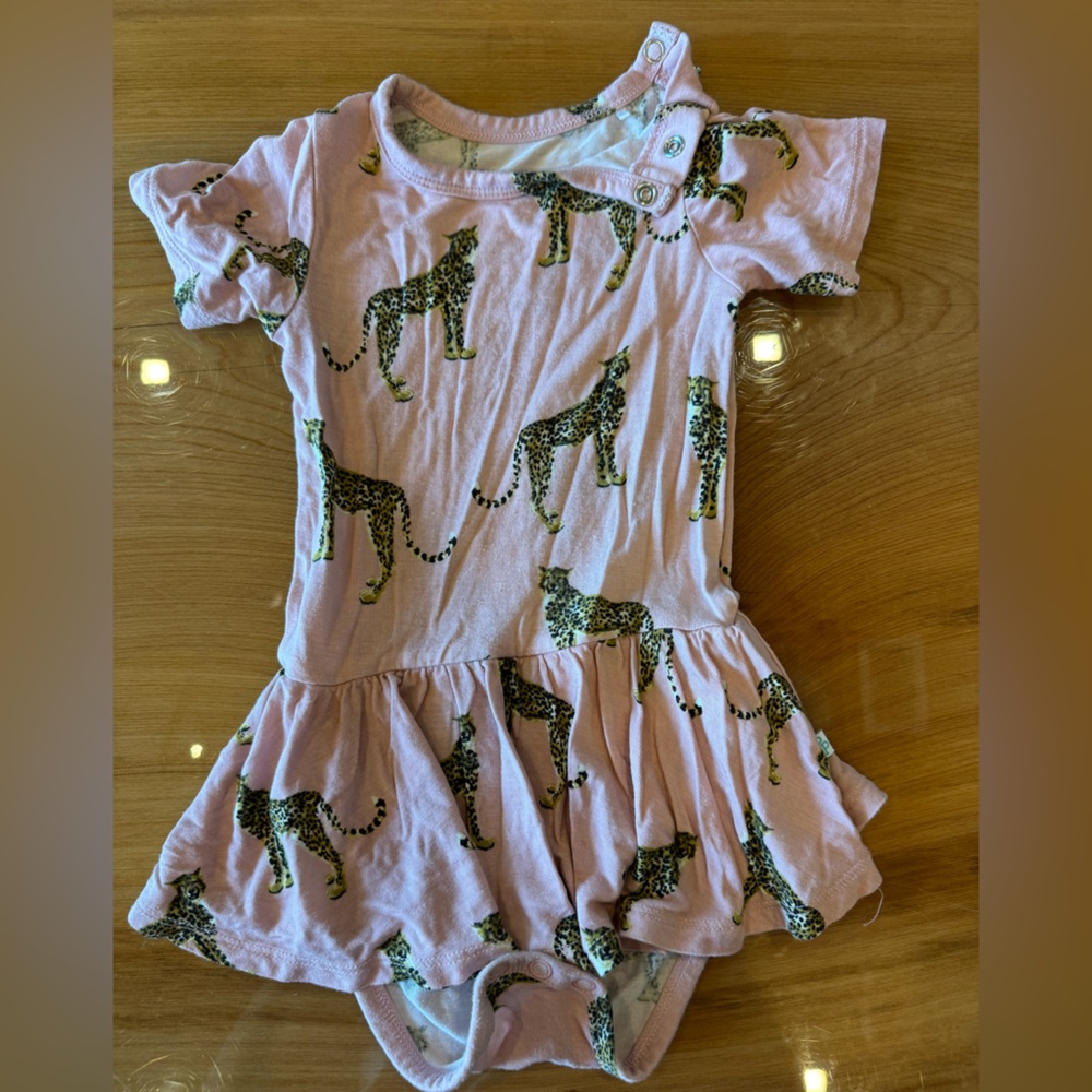Posh Peanut Pink Leopard onesie dress